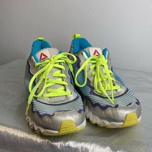 Reebok Kids Silver and Lime Sneakers Sz 6.5Y